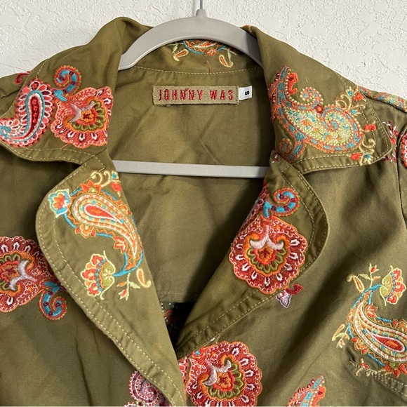 Johnny Was Embroidered Paisley Twill Cotton Blazer Jacket Small - Picture 3 of 5